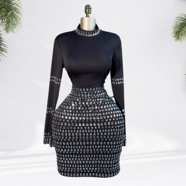 Women's Long Sleeve Rhinestone Bodycon