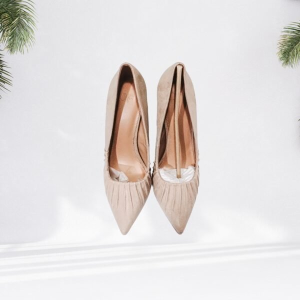 Beige Pleated High Heels