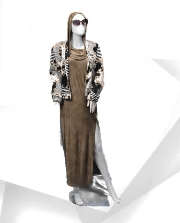 Savage Brown Long Dress With Hood and Bag