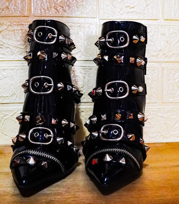 Studded Buckle Stiletto Booties